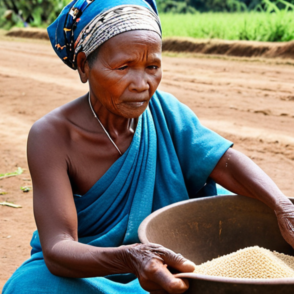 **

A Tanzanian grandmother, her face etched with wisdom, skillfully preparing Uji using traditional methods. Show the process, from grinding grains to the fermentation stage, emphasizing the cultural significance of Uji preparation. The background should feature a simple, rural setting.

**